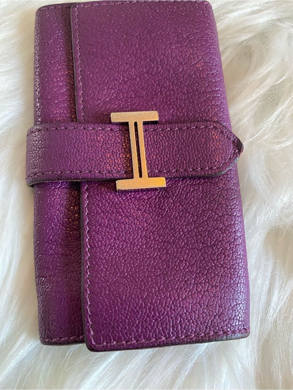 🛍️Hermès Béarn Authentic Plum Leather Key Holder with Box - Picture 3 of 17